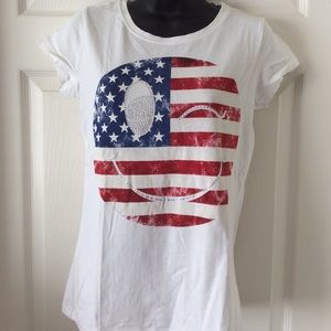 White American flag smiley 😊 shirt in size m